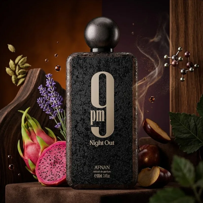 Perfume AFNAN 9PM 100ml Eau De Parfum, Aroma Duradero, Frutal, Amaderado, Dulce, Fresco, Masculino, Suave, Rico y Lujoso