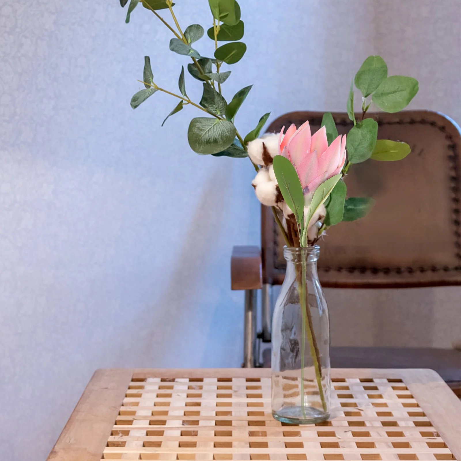 

High Simulation Cynaroides Artificial Flower Bouquet Blue Bridal Bouquet Rustic Wedding Decoration Fake Flower