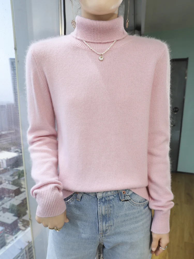 

Women Autumn Winter Turtleneck Pullover Cashmere Sweater Thichened Clothing Soft Warm 70% Merino Wool 30% Goat Cashmre Knitwear