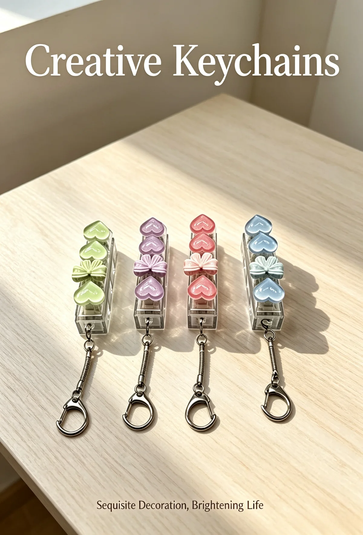 Stressabbau-Herz-Tastatur-Fidget-Schlüsselanhänger, transparenter Kristallharz-Druckknopf-Schlüsselring, Dekompressions-Anhänger, Taschenanhänger, Geschenk – Detail 1