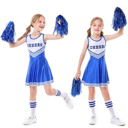 Respirável cheerleader crianças escola meninas roupas vestido fantasia cheerleader equipe esportes uniforme outfits