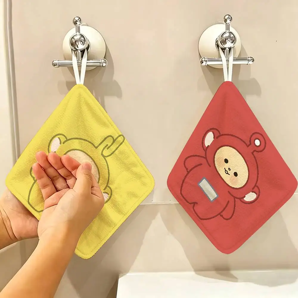 Teletubbies Cartoon Polyester Cotton Daily Towel, Hanging Kitchen Hand Wiping Cloth, Durable for Whole House Use