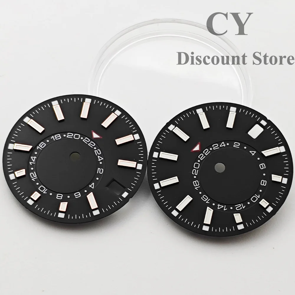 NH35 Dial 28.5mm Sky Blue Black Green White Sterile Watch Dial Green Luminous Fit NH34 NH35 Movement Fit 3/3.8 o'clock Crown