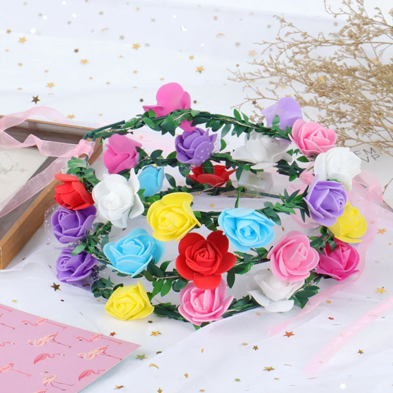 Lustige niedliche geführte leuchtende Blumen girlande Kopf bedeckung kreative Braut Fee Haarschmuck Kinderspiel zeug Foto Requisiten Haar bänder Geschenk