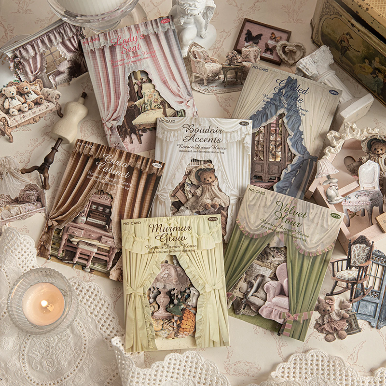 15 Blatt/Beutel Vintage Luxus Home Decor Themed Weiße Kraftkarton Aufkleber für DIY Scrapbooking Handyhülle Dekoration
