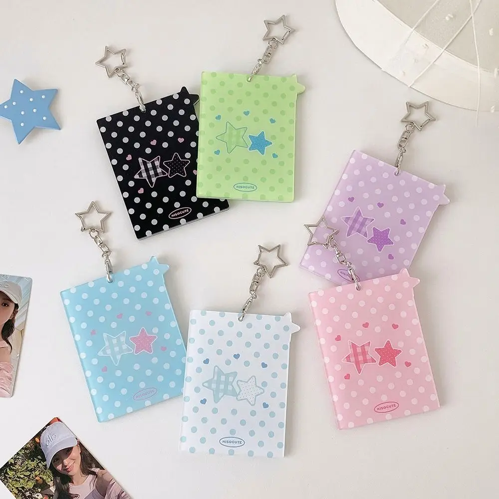 Cute 3 Inch Kpop Photocard Holder Acrylic Picture Display Idol Photo Frame Polka Dot Stars Pendant Card Holder