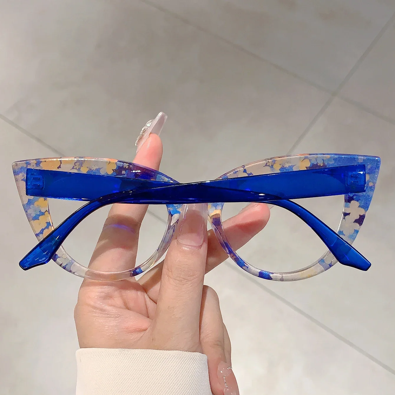 KAMMPT Vintage Cat Eye Glasses Women Stylish Multi-color Rim Blue Light Blocking Eyewear New Fashion Non-prescription Eyeglasses