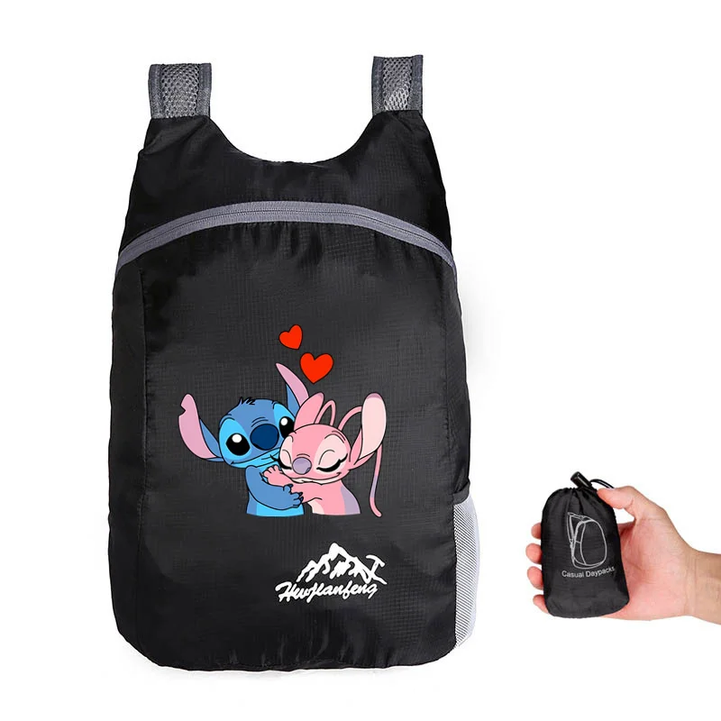 Disney lilo & stitch esporte ao ar livre viagem portátil dobrável mochila saco de armazenamento casual escalada sacos traseiros para homens mulheres softpack