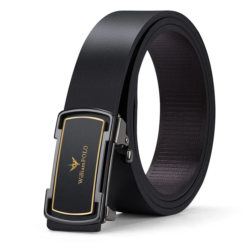 

WILLIAMPOLO Famous Brand Men Belts Top Quality Genuine Luxury Leather Belts for Men Strap Male Metal Automatic Buckle