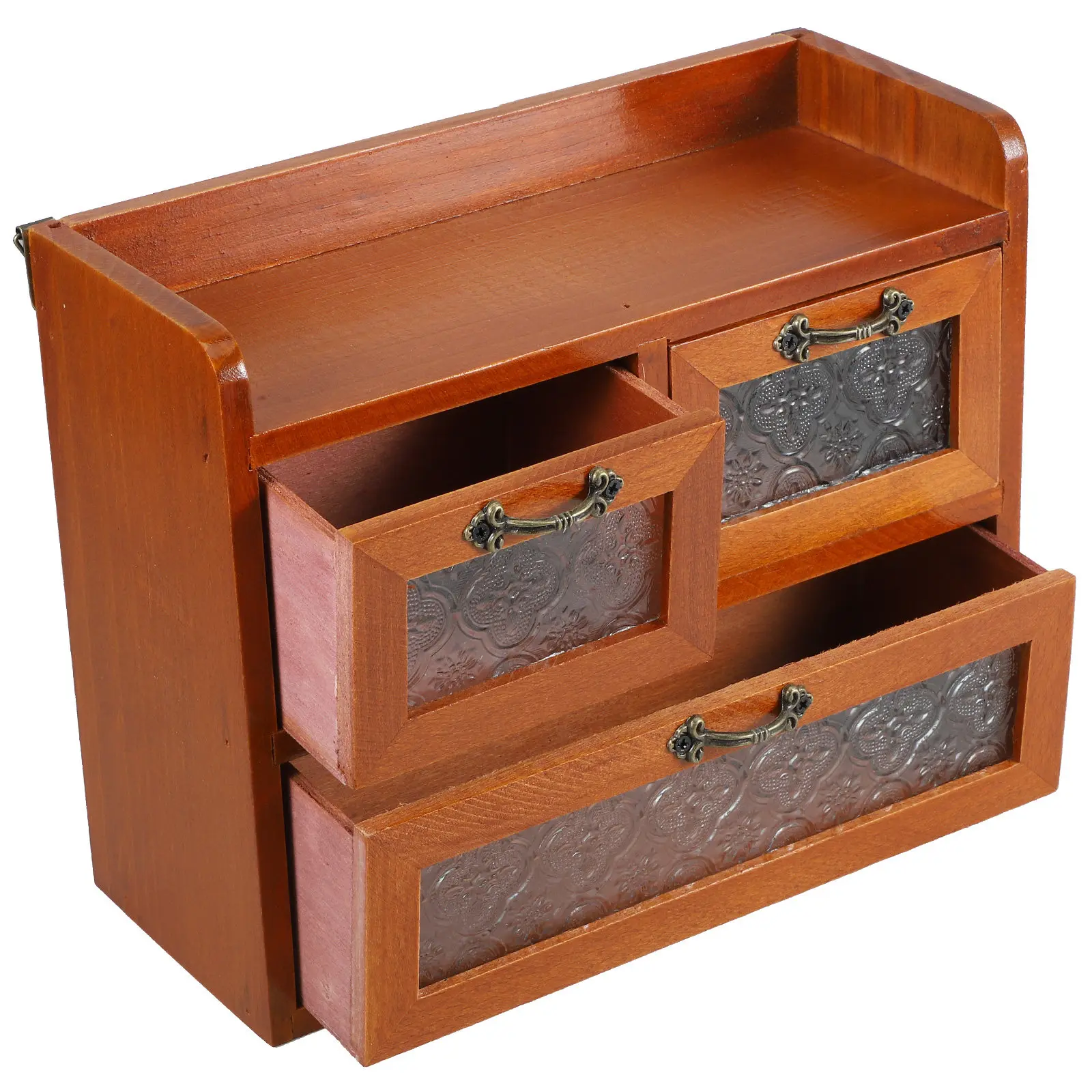 

Деревянный стеклянный витринный шкаф в винтажном стиле, многоуровневый органайзер для хранения, настольная подставка для демонстрации ювелирных изделий и поделок