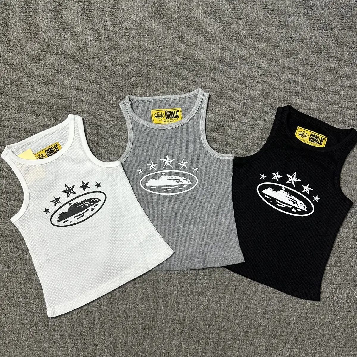 

Летний жилет с пятизвездочным принтом American High Street Devil Island, спортивная повседневная футболка для пар, модная молодежная футболка свободного покроя...