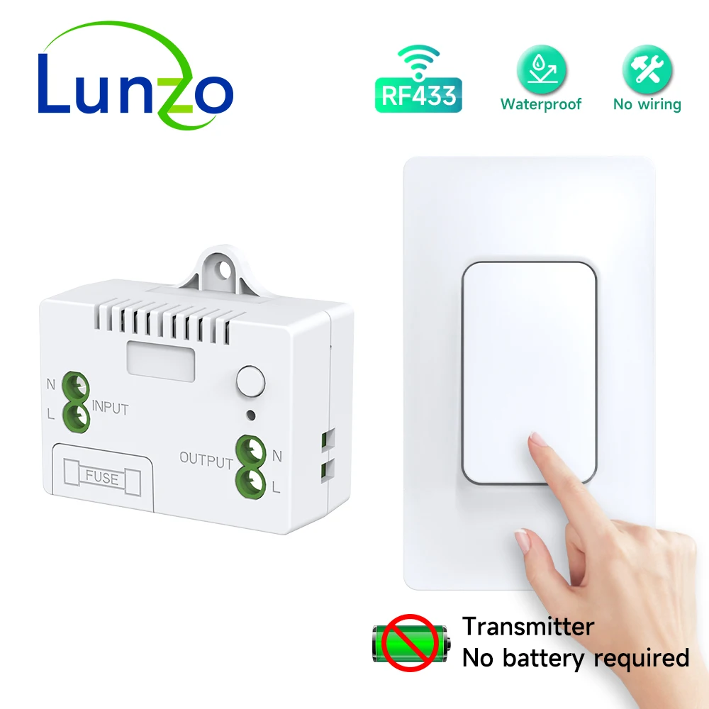 Wireless Self-powered Without Battery Electr RF 433mhz US Remote Control Switch   Kinetic 1-Gang Smart Light Switch