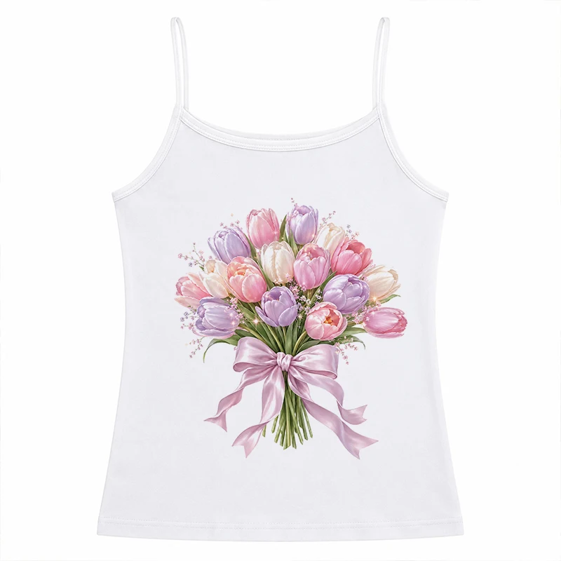 Vintage Y2k Style Women's Clothes Crop Tops Print Graphics Summer Flower Sweet Girls Slim Tank Tops Gothic Punk Sleeveless Vest