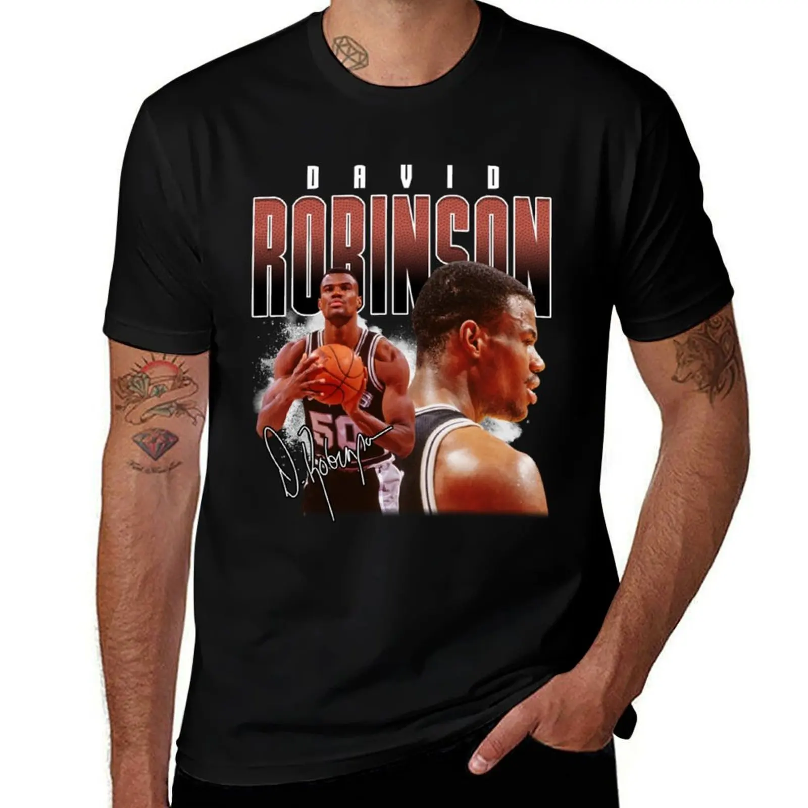 

David Robinson Basketball Legend Vintage Signature Retro Bootleg Style T-Shirt man t shirts graphic man t shirt graphic T-shirt