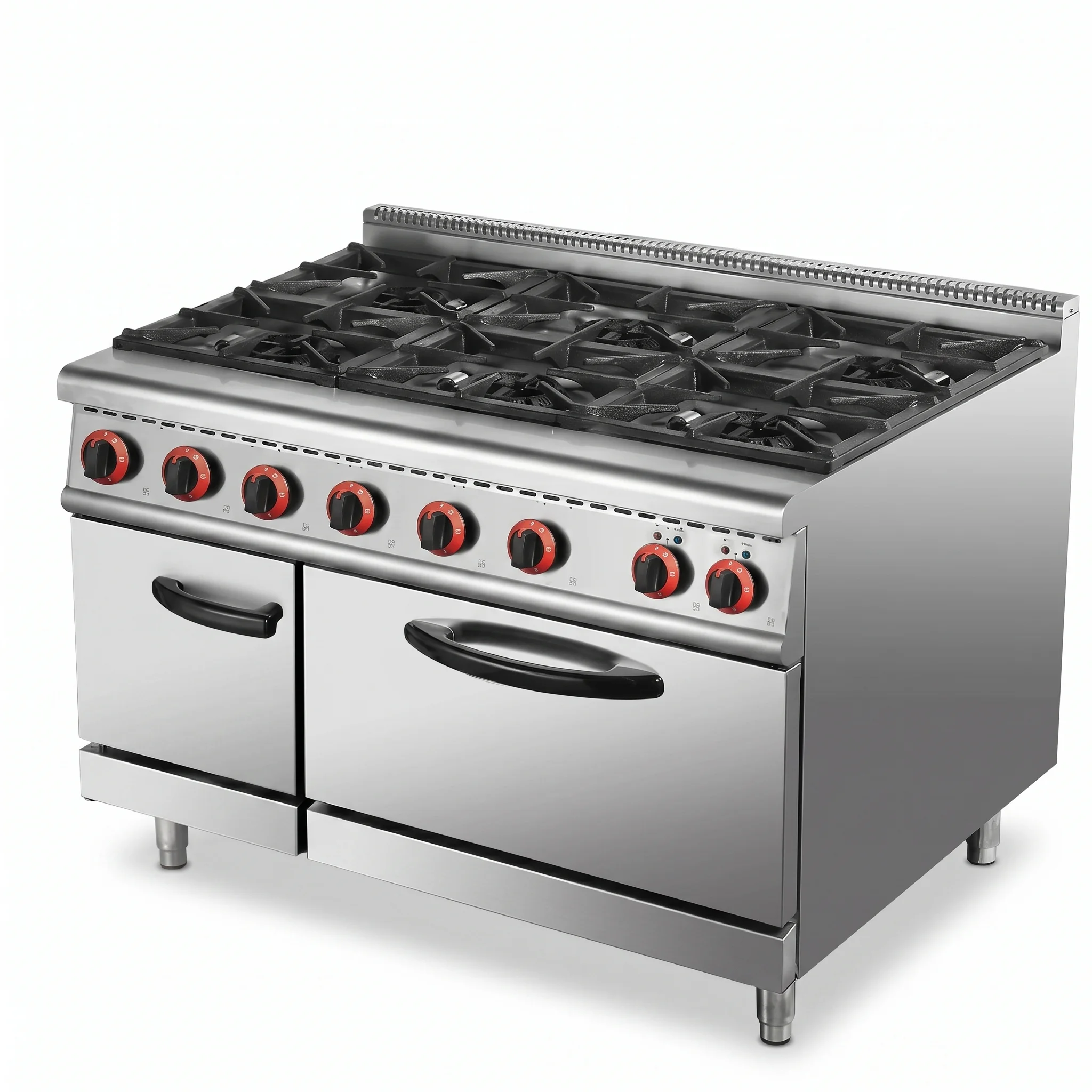 6 Burner Commercial Gas Stove With Oven Stainless Steel Restaurant Gas Range With Cabinet