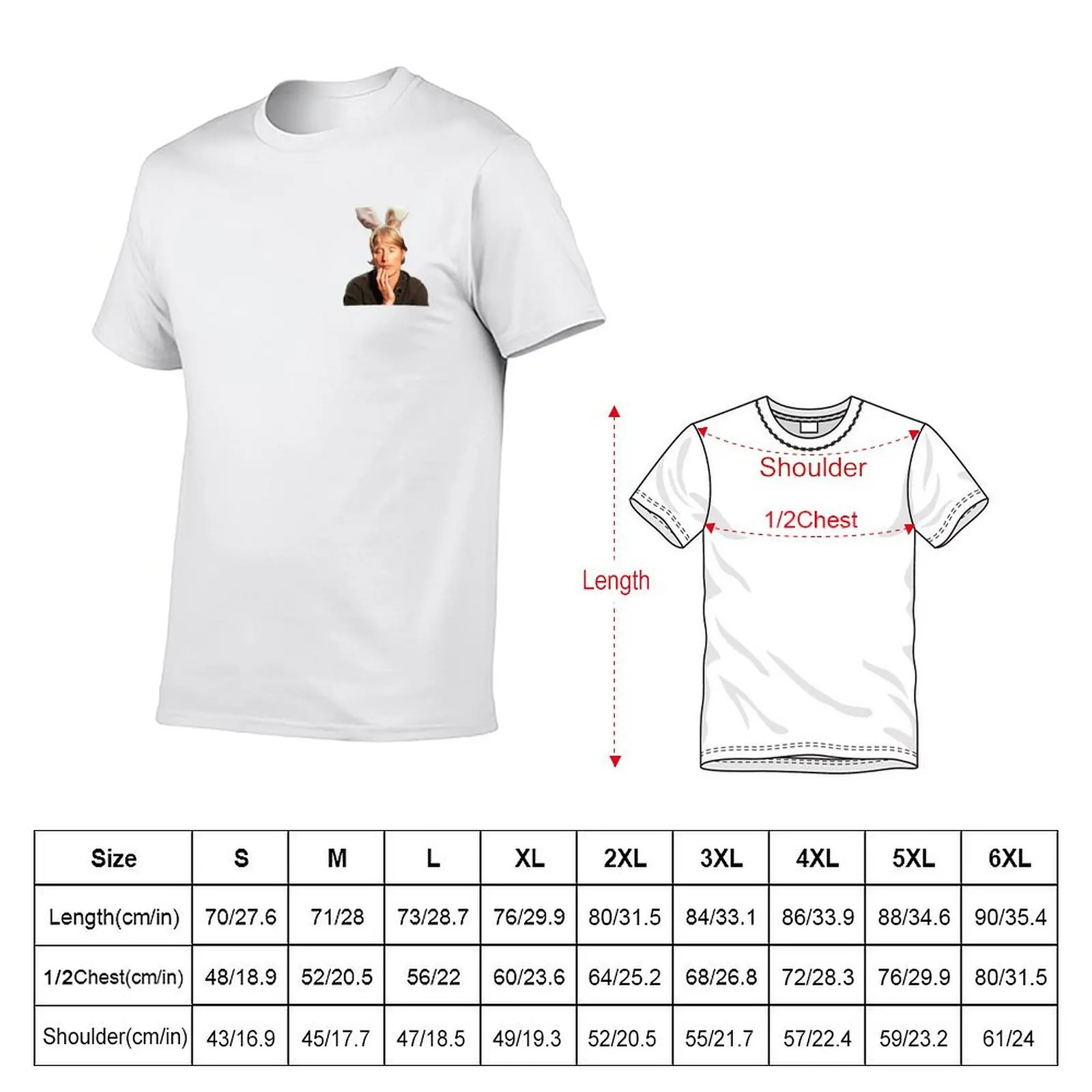 Mads Mikkelsen with bunny ears T-Shirt Large Size Breathable Tee