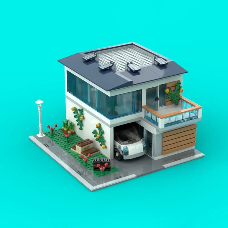 Street View Model Moc Building Blocks Modern Family House Model Technology Brick DIY Assembly Construction Toy Holiday Gifts