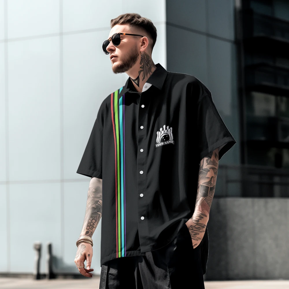 

Customized Fashion Men Tops Summer Personal Bowling Shirts Unisex Team Shirt Sports Street Beach Shirt Retro Clothing