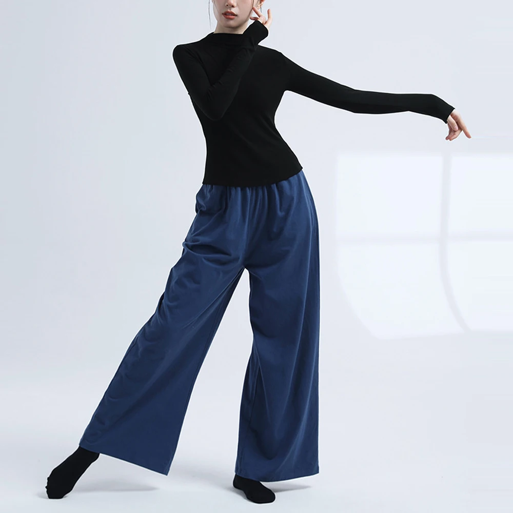 เสื้อยืดโยคะ โมเดิร์นแดนซ์ เสื้อผ้าผู้หญิง คอสูงครึ่งตัว แขนยาว เสื้อยืดผู้หญิง ผ้าเจอร์ซีย์ยืดหยุ่น ทรงเข้ารูป