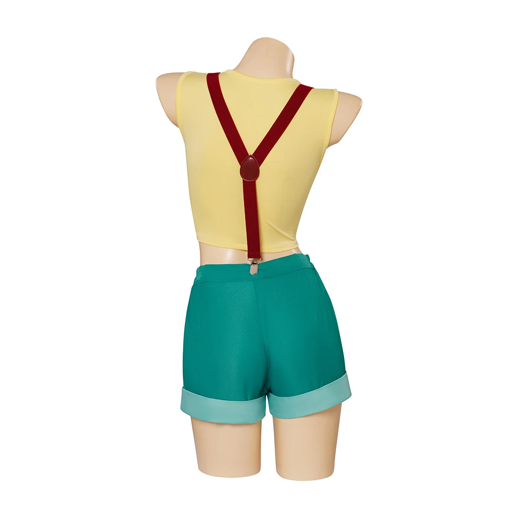 Anime Cosplay Costume donna ragazze giallo Crop Top gilet tuta pantaloncini vestito abiti di Halloween