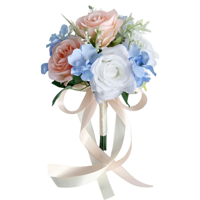 

Wedding Artificial Blue Pink Small Flower Bouquet Crafts Present Supplies New Dropship