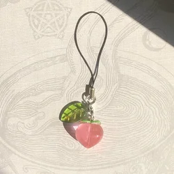 Cute Peach Phone Charm Fairy Core Y2k Keychain
