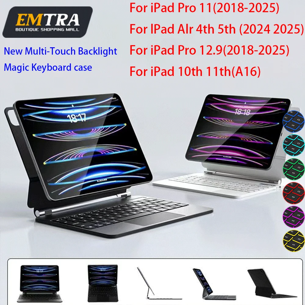 

Magic Keyboard for iPad 11 2025 11th A16 Wireless Bluetooth 10th 10.9 Air 4 Air 5 12.9 in 6th 5th 4th 3rd Gen Backlit Smart Case