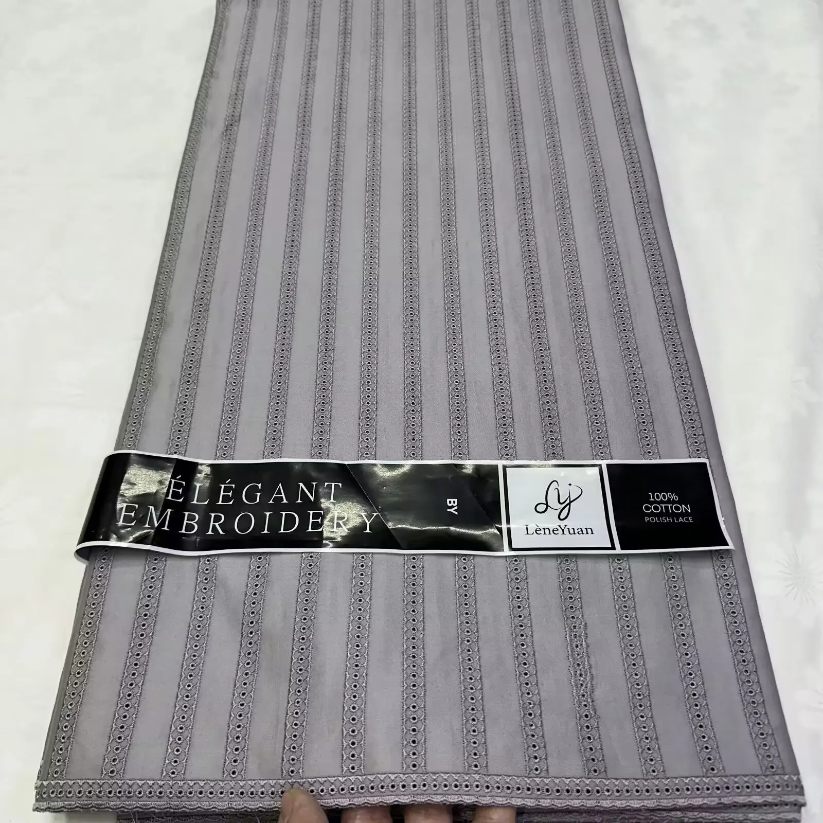 5 ヤードナイジェリア綿 100% ポーランドサテン刺繍生地高品質スイスボイルレース素材男性ドバイスタイル-LY