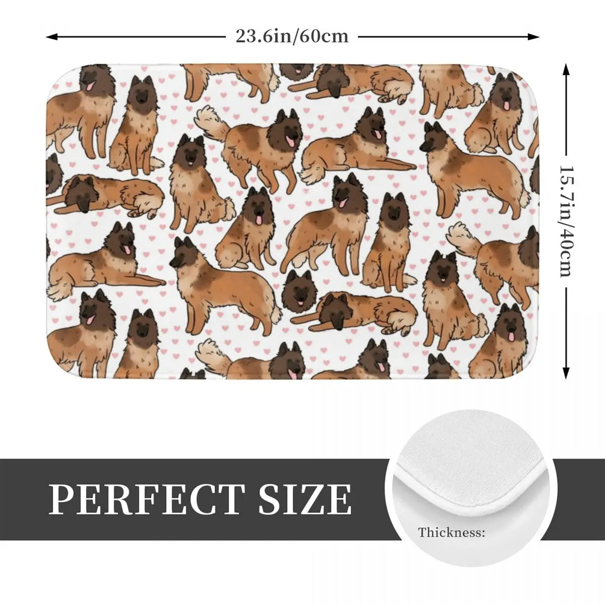 Belgian Shepherd Tervuren Bath Mat Cartoon Protective Toilet Pad Kitchen Shower Door Anti Slip Foot Mat Pattern Bathroom Rug