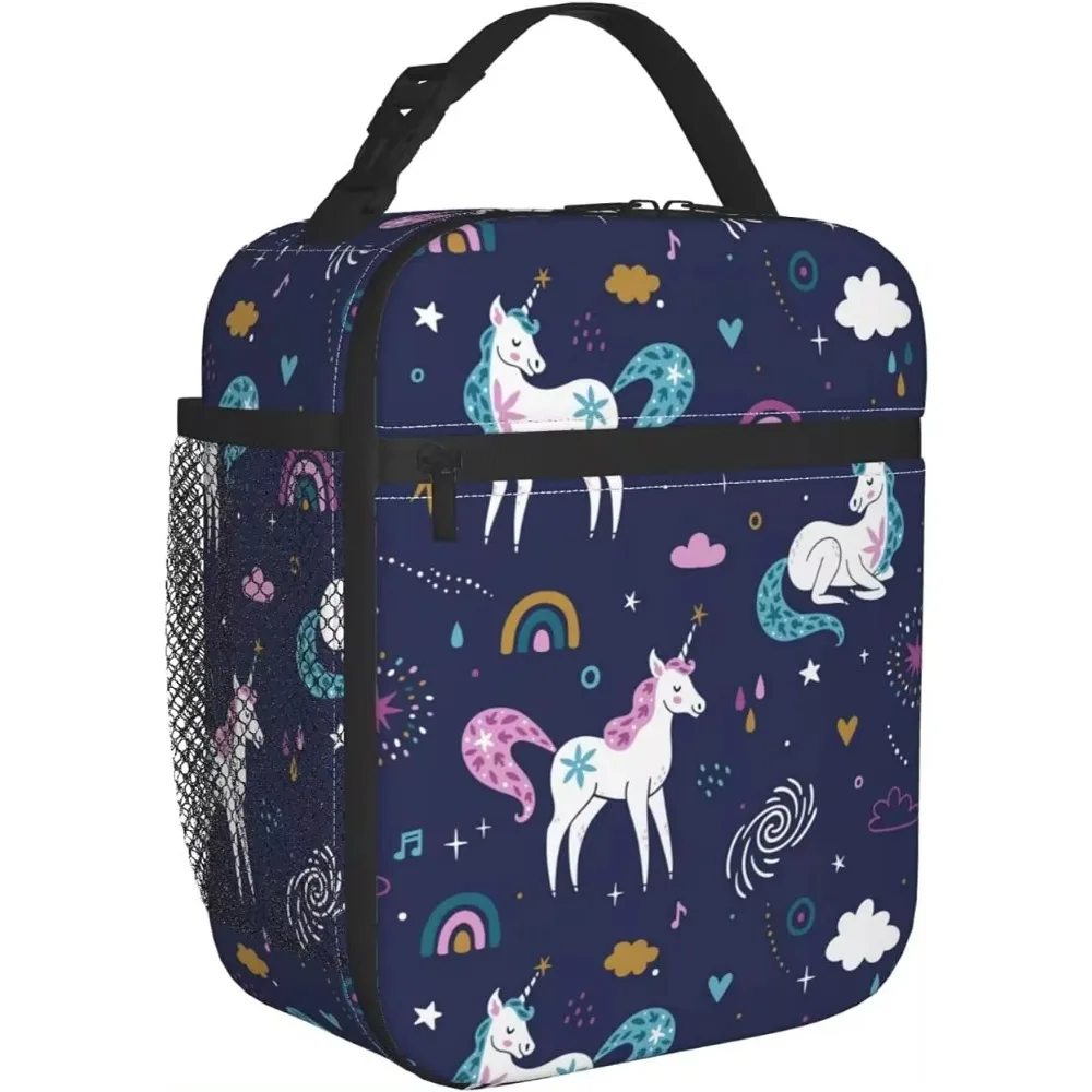 Rainbow Unicorn Thermal Lunch Bag Reusable Insulated Lunch Box Cooler Tote for Office Work Picnic School