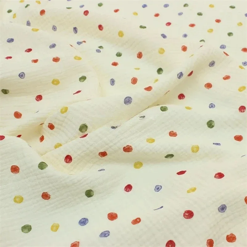 135x50cm Versatile Double Gauze Fabric, Classic Polka Dot Pattern, Baby Clothing Cloth, Home Decor Sewing Cloth