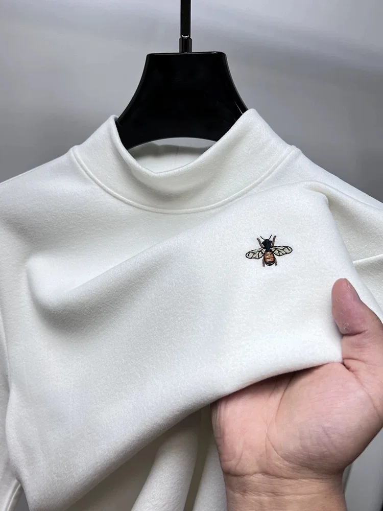 

Модная пчелиная вышивка длинными рукавами футболка мужская Высокий уровень марка бархат теплая осень и зима комфортабельный свитер новый круглый воротник джемпер