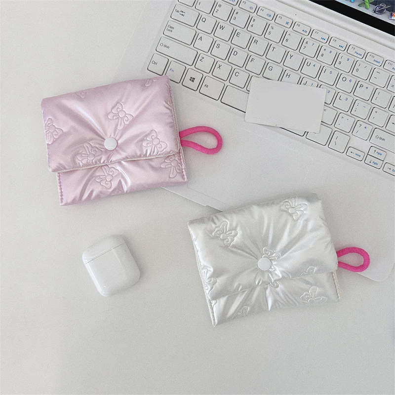 Bow Pattern Coin Purses Small PU Coin Wallet Lady Girls Earphone Coin Key Money Storage Bag Zipper Pouch