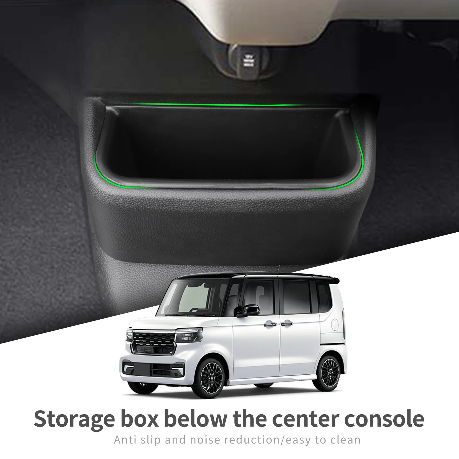 for Honda N-BOX JF5 JF6 Car Center Console Storage Box Tray TPE Organizer Interior Accessories Tidying Black