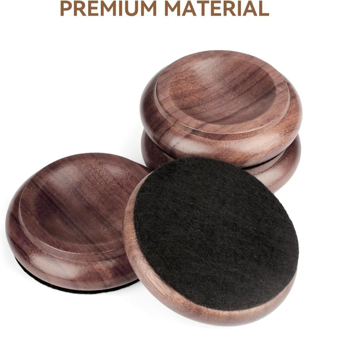 Solid Wood Upright Piano Caster Cups Four Pack Curved Recess Wheel Pads Non Slip Floor Protection Moisture Resistance Quiet