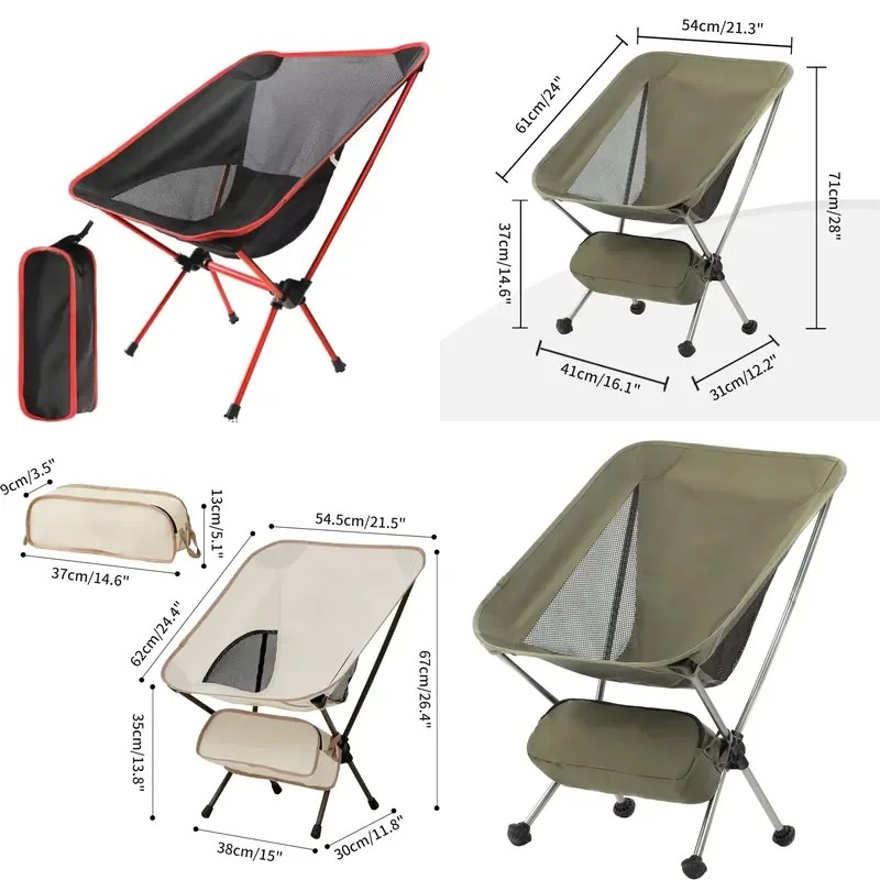 for Portable Backpack Aluminum Folding Camping Chair Lightweight Thickened Large Beach Lounge Moon Outdoor Camping Chair