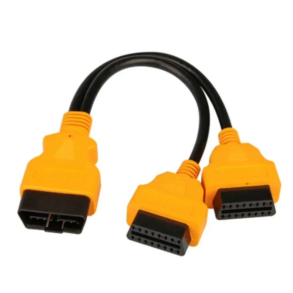 High Quality 2 Female Port 16 Pin OBD2 OBDii OBD 2 Splitter Extension Cable Male To Two Female Y Connector Cord