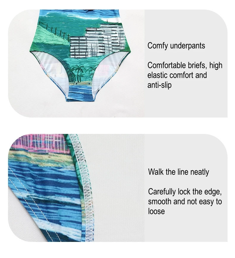 Women One Piece Sexy Digital Printed WaterProof Sports Push Up SwimWear Female Professional Quick-Dry Athletic Bathing Suit