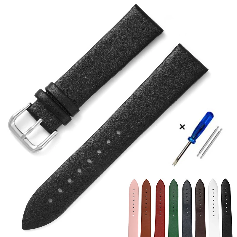 Soft Ultra-thin Leather Watch Straps 14mm 16mm 18mm 20mm 22mm Leather Watch Bands Bracelet Men Women Belts