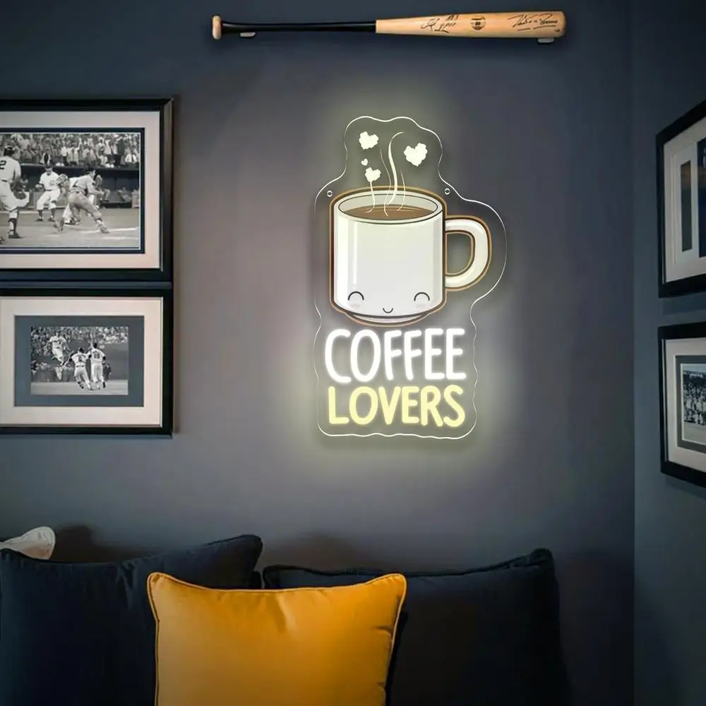 القهوة عاشق ضوء النيون تسجيل USB عكس الضوء LED ضوء النيون تسجيل لغرفة النوم لعبة غرفة حفلة عطلة نافذة مقهى بار ديكور