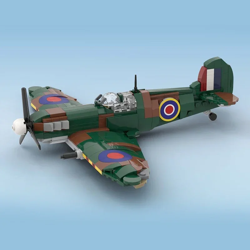 Techniczne klocki Moc Model Supermarine Spitfire Fighter Jet modułowe klocki prezenty zabawki dla dzieci zestawy do majsterkowania montaż