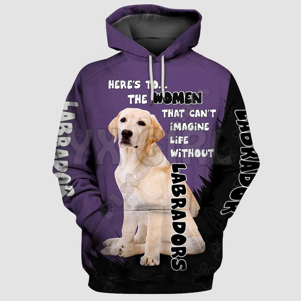 Isso não pode imaginar a vida witnout labrdors 3d impresso hoodies unisex pullovers engraçado cachorro hoodie casual rua agasalho