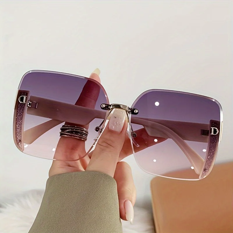 1pcs New INS style square frame versatile natural sunglasses suitable for women's fashion gradient color UV resistant sunglasses