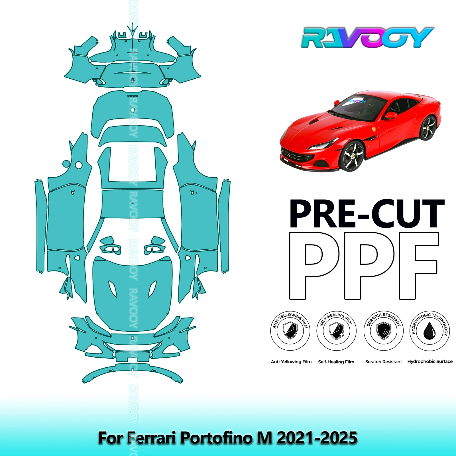 

Car Precut PPF Paint Protection Film Full Vehicle For Ferrari Portofino M 2021-2025
