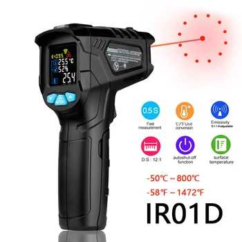 Digital infrared thermometer laser temperature meter non-contact 800 degree or 1472Fahrenheit pyrometer color LCD Termometro