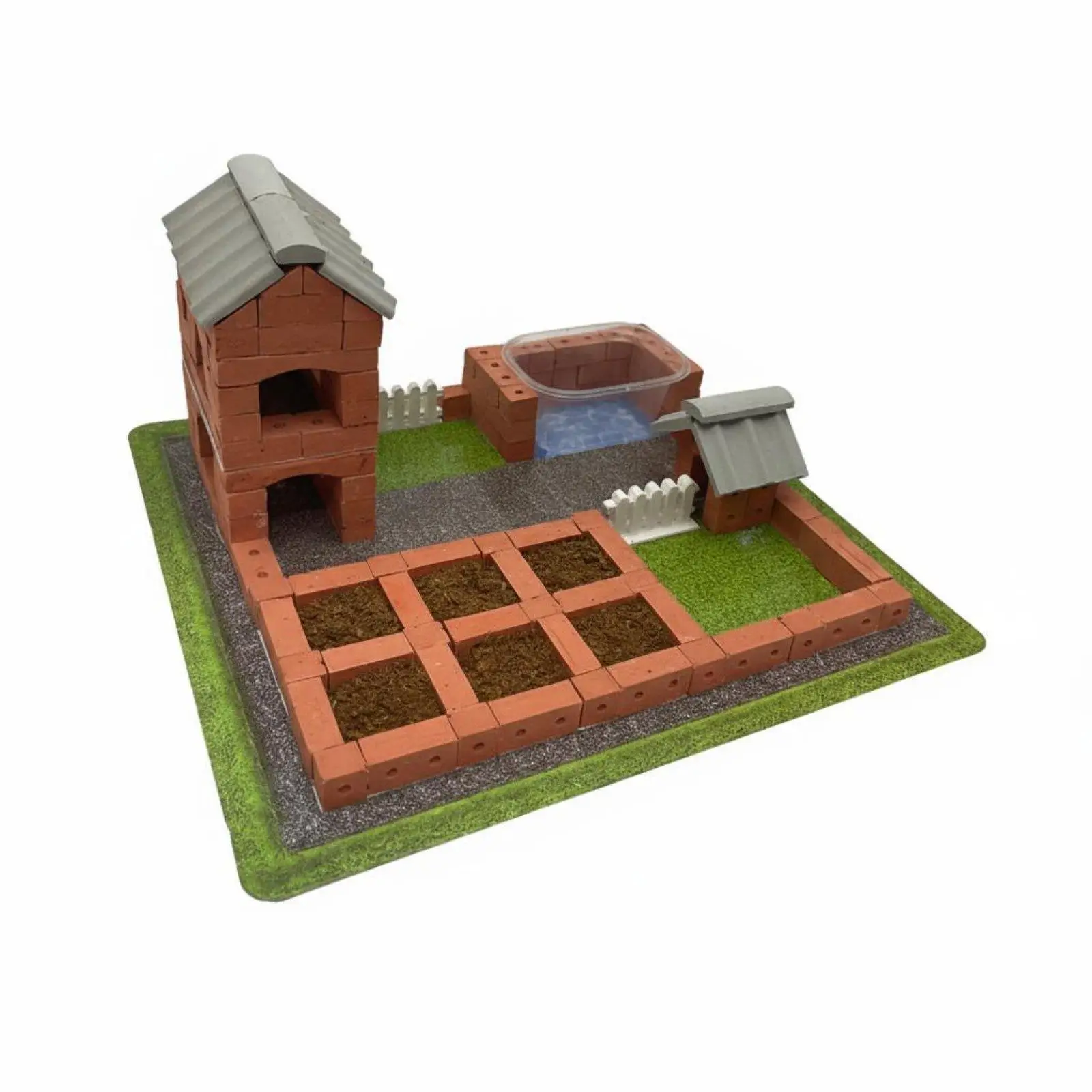 Pottery Clay Brick House Playset for Kids Creative Miniature Building Kit with Tools for Spatial Thinking and Patience