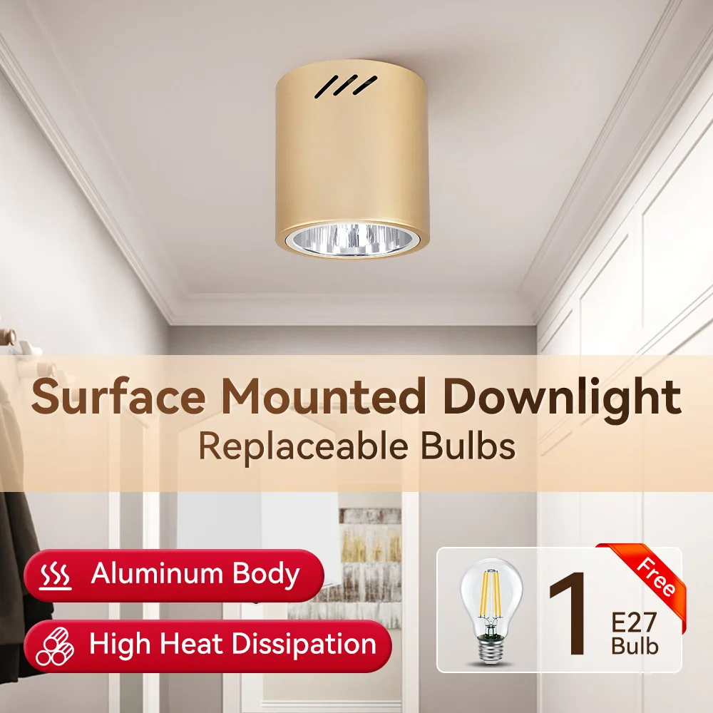 Surface Mount Downlight Replacement E27 Bulb LED Spotlight for Indoor Lighting bedroom living room Decor Fixture