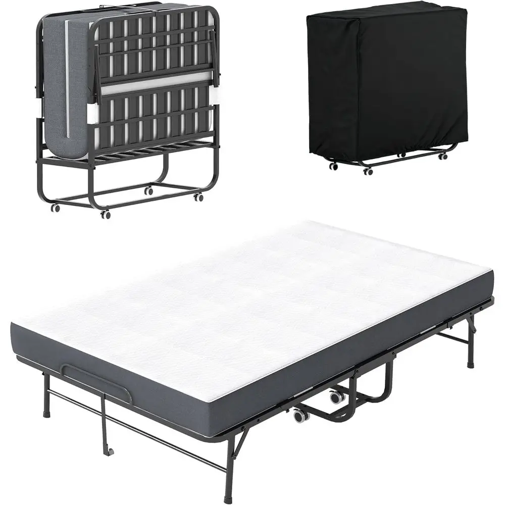 

74x46 Portable Rollaway Bed with Memory Foam Mattress for Adults, Ideal for Home, Office, Outdoor, and Camping