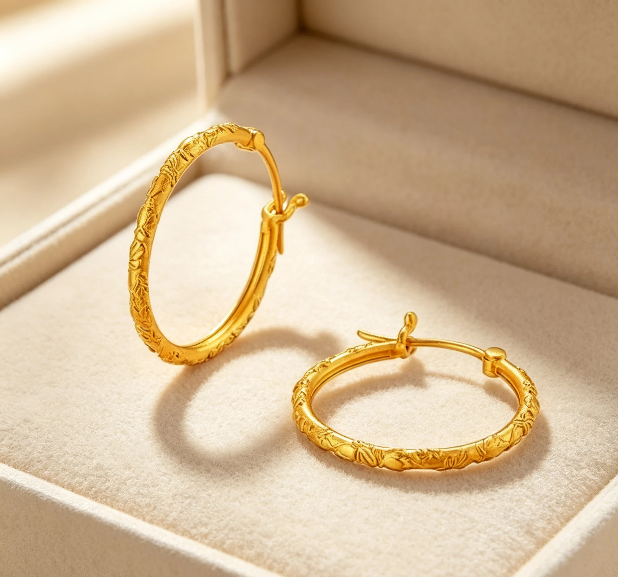 Luxury 24K 9999 Pure Gold real gold Peach Blossom Earrings Fashion Commuting Embossed Earrings  Giving a gift to a friend