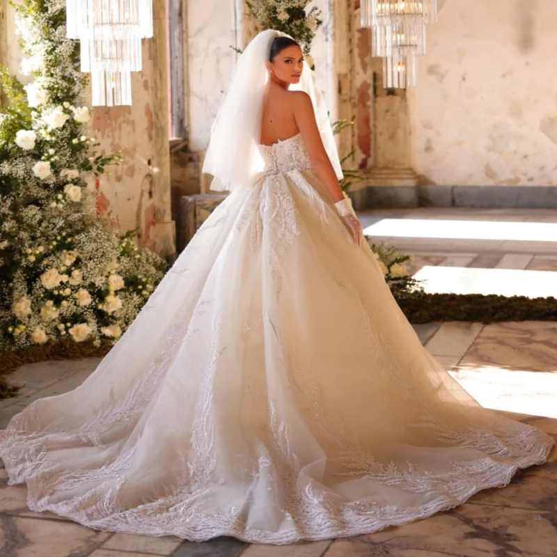 Luxury Champagne Dubai Arabic Mermaid Wedding Dresses Applique Lace Beading Court Train Wedding Dress Bridal Gowns
